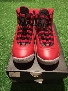Kids Jordan X Red Basketball Shoes with Black Accents